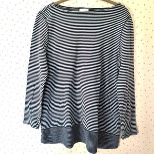 J. Jill Top Size XL Blue & White Striped 100% Cotton Long Sleeve Tee Cozy *Flaws